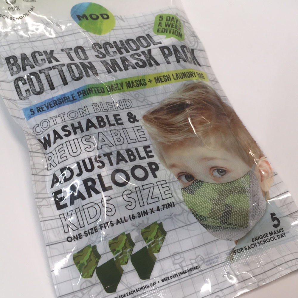 Boys 5 Face Masks Set / Washable NWT